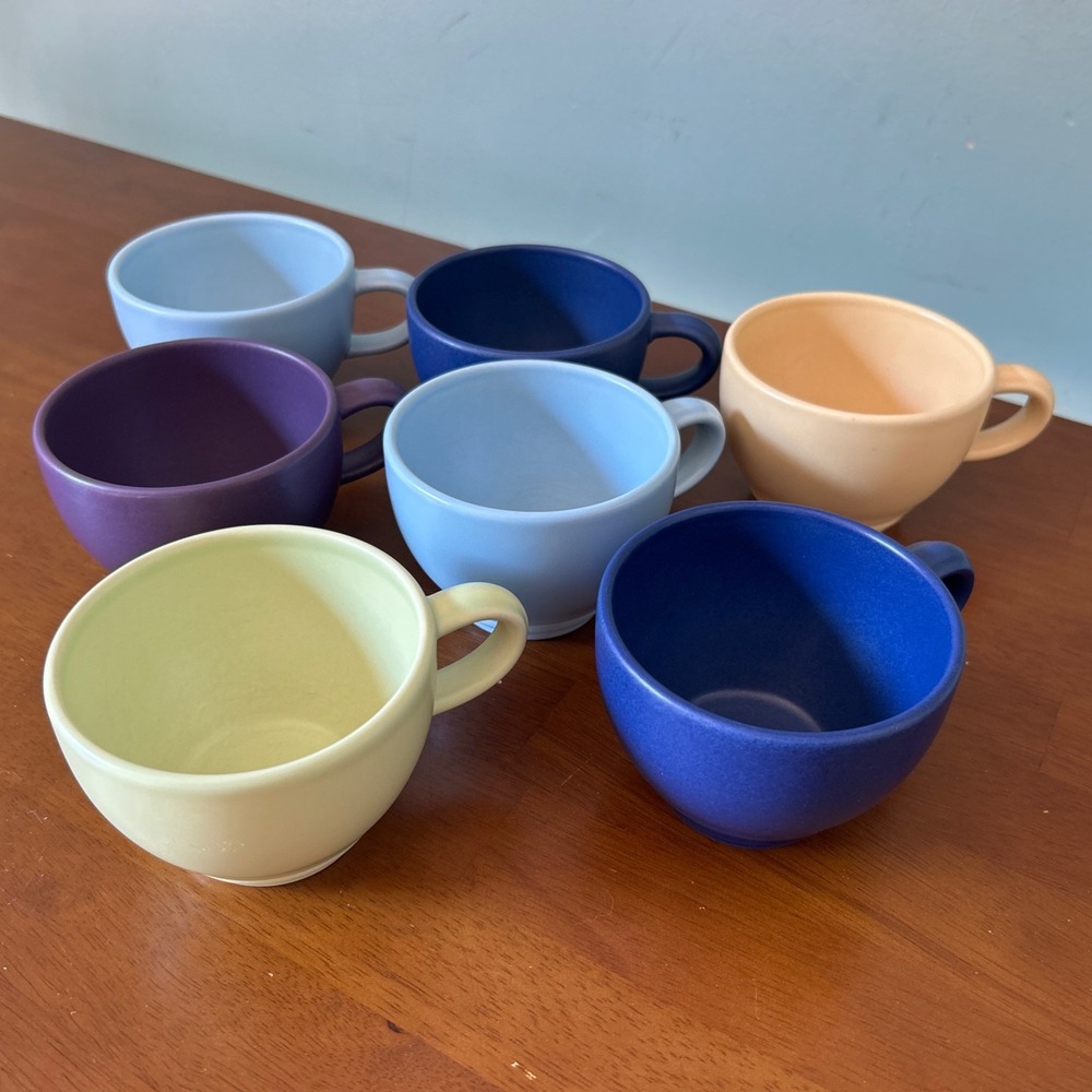 Pfaltzgraff Terrace Azure Set of 7 Matte Multi Colors Coffee Mugs - Blue Yellow